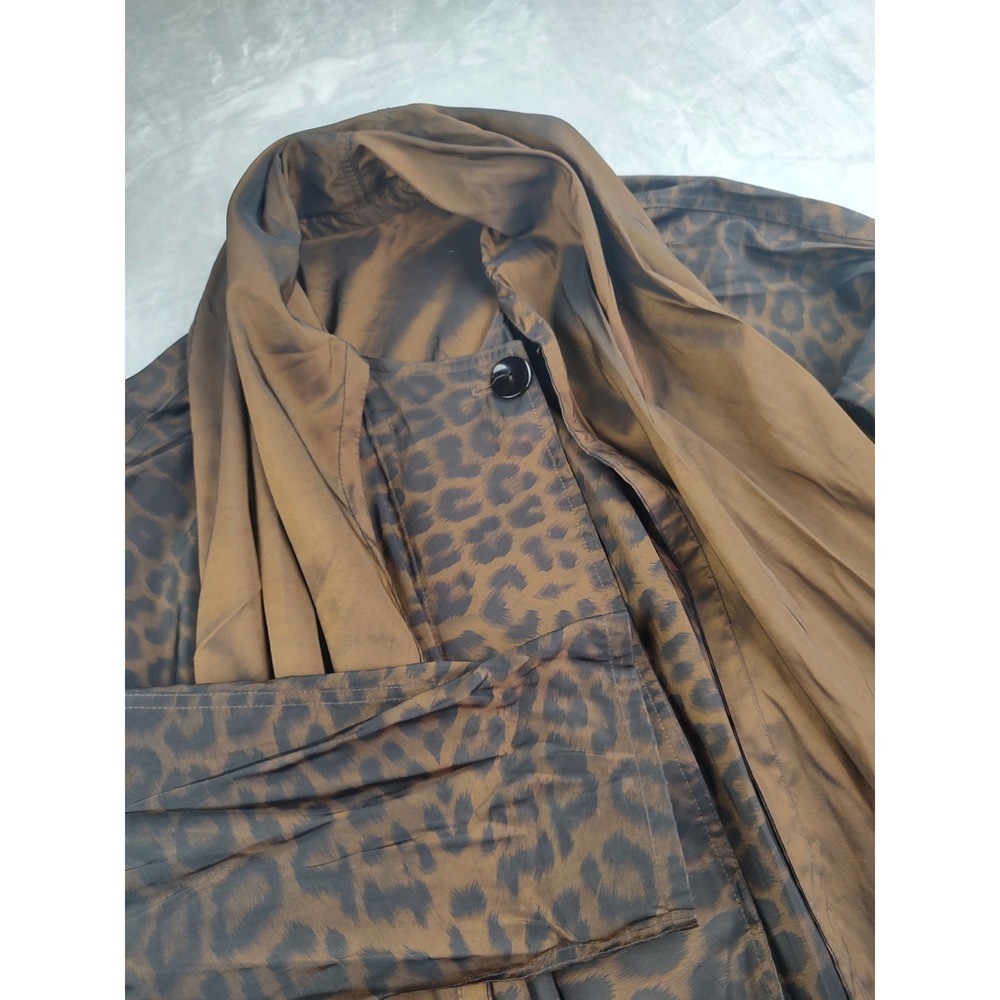MYCRA PAC Designer Wear Leopard Print Long Trench Coat Jacket‎ S/M